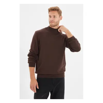 Trendyol Brown Slim Fit Half Turtleneck 100% Cotton Basic Sweater