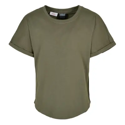 Boys Long Shaped Turnup Olive Tee