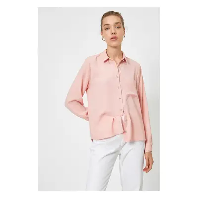 Koton Women's Pink Classic Collar Shirt