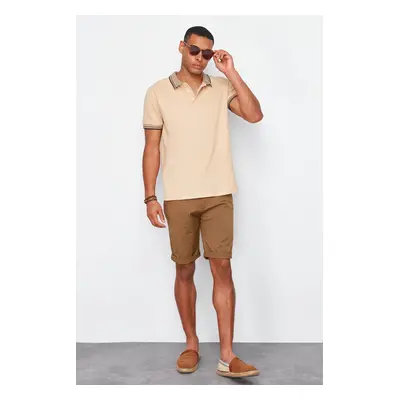 Trendyol Beige Slim/Narrow Cut 100% Polo Neck T-shirt