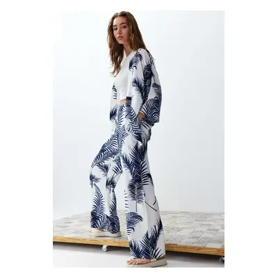 Trendyol Indigo Patterned Woven Kimono-Pants Set