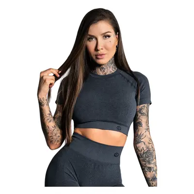 Gym Glamour Crop-Top Short Sleeve Dark Grey Ombre