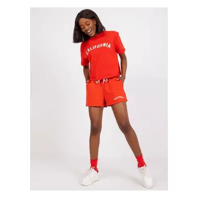 Women's red summer set with T-shirt