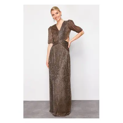 Trendyol Brown A-Line Knitted Evening Dress & Graduation Dress