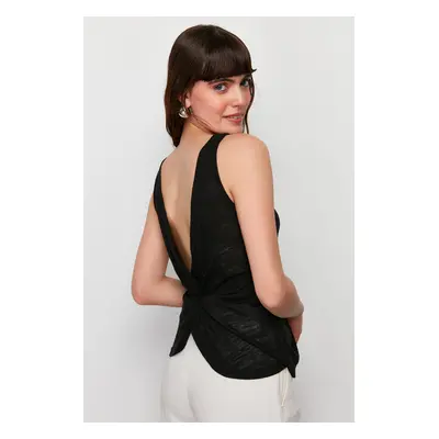 Trendyol Black Backless Sleeveless Crew Neck Knitted Blouse