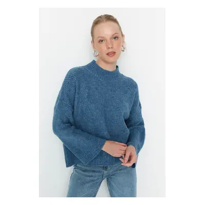 Trendyol Indigo Soft Textured Basic Knitwear Sweater