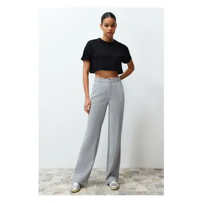 Trendyol Gray 100% Tencel™ Low Waist Wide Leg Jeans