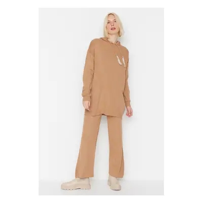 Trendyol Camel Threads Chain Detailed Sweater-Pants Knitwear Set