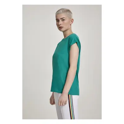 Women's T-shirt with an extended shoulder, fresh green