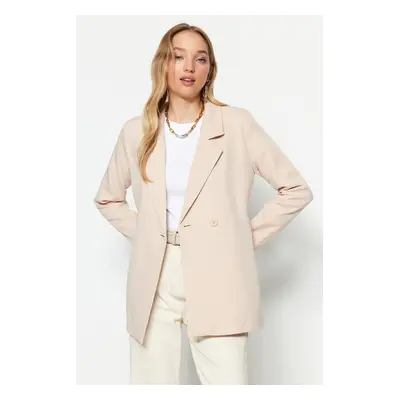 Trendyol Cream Woven Lined Single Button Back Detailed Jacket