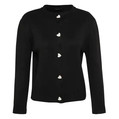 Trendyol Black puha texturált ékszer gomb kötöttáru Cardigan