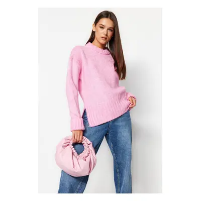 Trendyol Pink Soft Textured Thick Crew Neck Knitwear Sweater