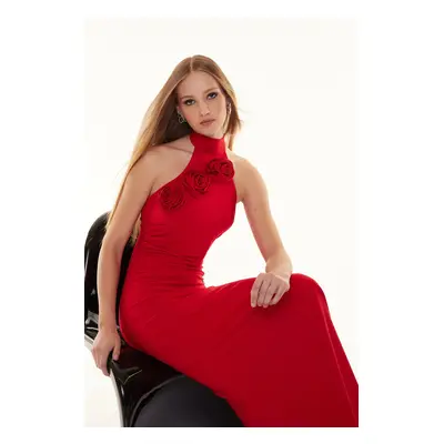 Trendyol Red Woven Elegant Evening Dress