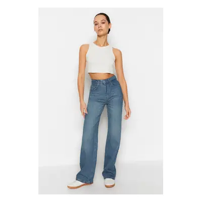 Trendyol Blue High Waist Wide Leg Jeans