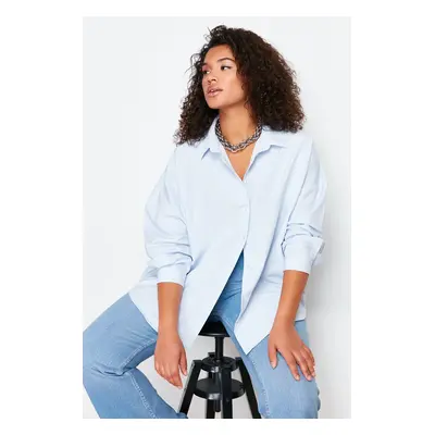 Trendyol Curve Blue Oversize Woven Shirt