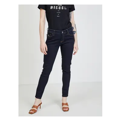 Navy blue women's slim fit jeans by Diesel Slandy