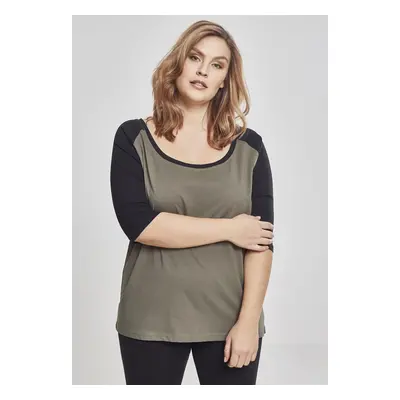 Women's 3/4 contrast raglan T-shirt olive/black