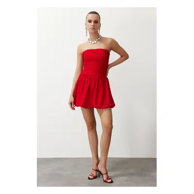 Trendyol Red A-Cut Woven Short Elegant Evening Dress