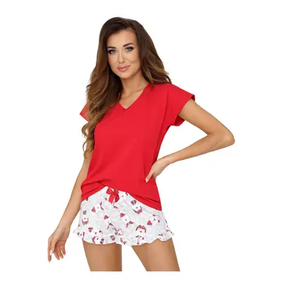 Teddy 1/2 Pyjamas Red-Ecru