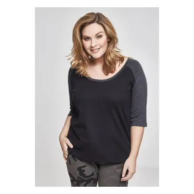 Women's 3/4 contrast raglan t-shirt black/charcoal