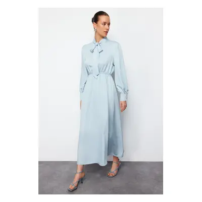 Trendyol Light Blue Collar Tied Straight Woven Dress