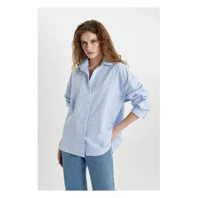 DEFACTO Oversize Fit Shirt Collar Oxford Long Sleeve Shirt