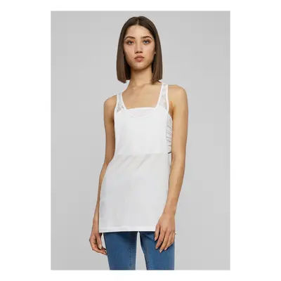 Women's Floral Laces Loose Tank White