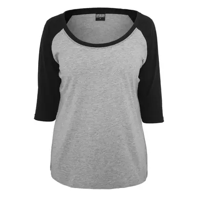 Women's 3/4 contrast raglan T-shirt grey/bl