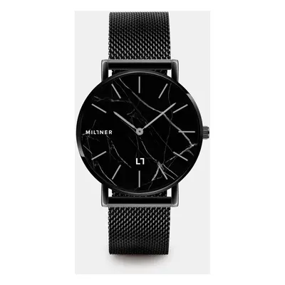 Women's watch with black stainless steel millner belt