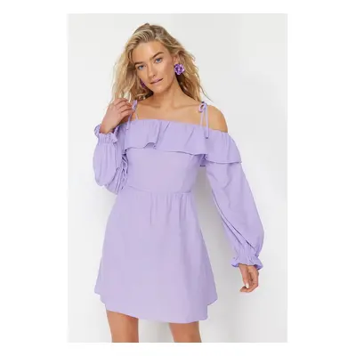 Trendyol Pink Mini Woven Ruffle Beach Dress