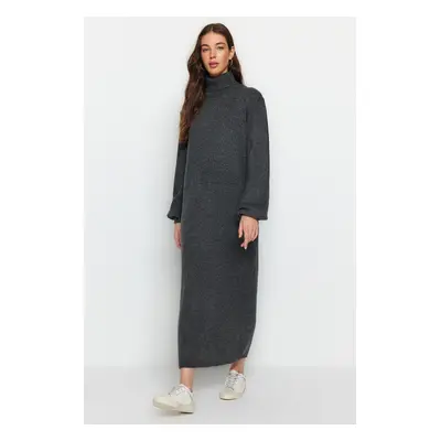 Trendyol Anthracite Midi Knitwear Soft Textured Dress