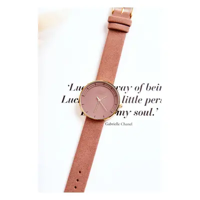 Women's Analog Suede Nickel Free Watch Ernest pink