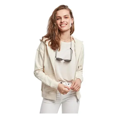 Women's Organic Terry Zipper Hooded Fabric White Sand