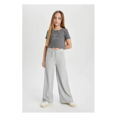 DEFACTO Girl Printed Short Sleeve T-Shirt Trousers Piece Set