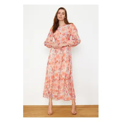 Trendyol Orange Floral Lined Woven Dress