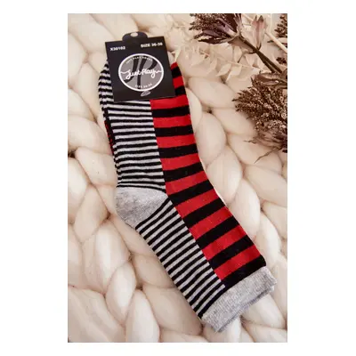 Women's Classic Socks with Stripes and Stripes Red