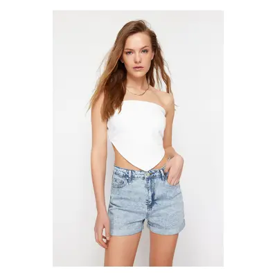 Trendyol Light Blue Fold-Up Denim Shorts & Bermuda