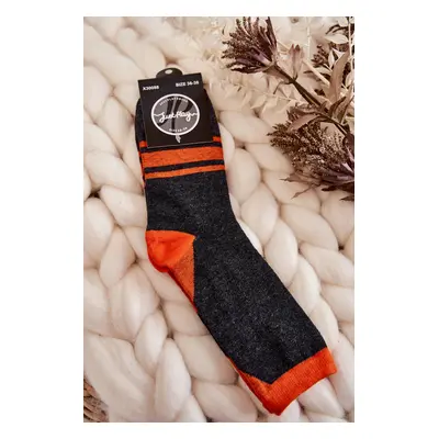 Women's two-tone striped socks Graphite-orange