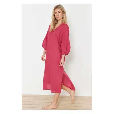 Trendyol Fuchsia Wide Fit Midi Woven Beach Dress