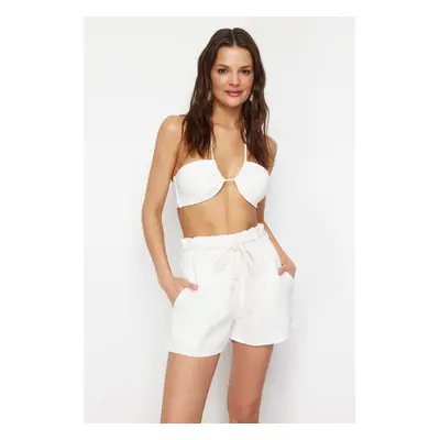 Trendyol White Belt Woven Tie Muslin Shorts & Bermuda