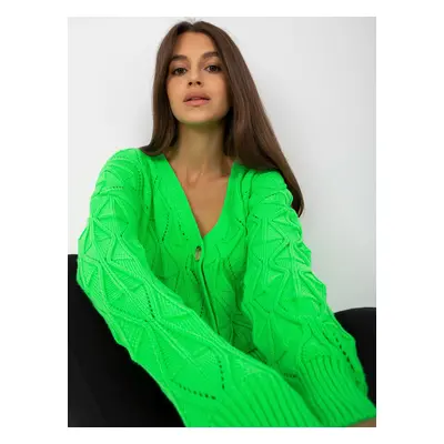 Fluo green cardigan with openwork pattern RUE PARIS