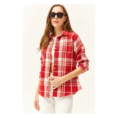 Olalook Women's Red Plaid Lumberjack Shirt