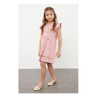 Trendyol Pink Girl's Ruffle Detailed Knitted Dress