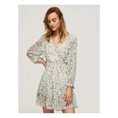 Creamy Women's Floral Short Dress with Ruffle Pepe Jeans Dina