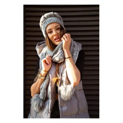 Winter set - dark gray hat with scarf