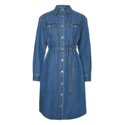 Tommy Jeans Dress - TJW L/S BELTED DENIM DRESS blue