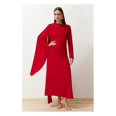 Trendyol Red Shawl Detailed Evening Dress