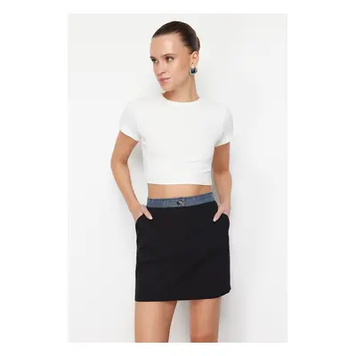 Trendyol Black Denim Detailed Pencil Straight Cut Mini Length Woven Skirt