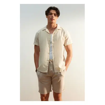 Trendyol Beige Regular Fit Textured Summer Linen Look Shirt