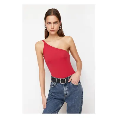 Trendyol Red Single Sleeve Stretch Snap Knitted Body